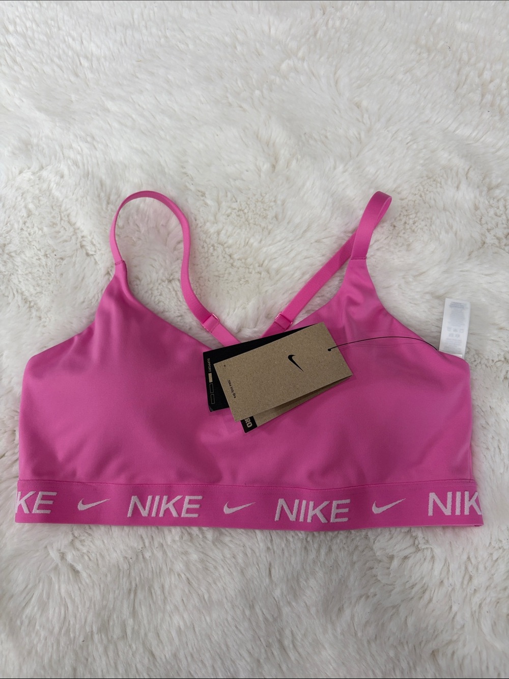 Nike Pink Strappy Light-Support Sports Bra,Size L - Picture 15 of 15
